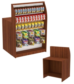 Высокий торговый кассовый прилавок под вывеску товаров импульсных покупок Импульс №2-2-900, Орех