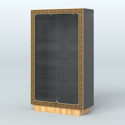 Низкая витрина с декором и верхней подсветкой НБА-5, Черный и Дуб Золотистый U1148