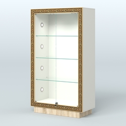 Низкая закрытая витрина с декором НБА-5С, Белый + Дуб Сонома