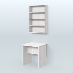 Распаковочный квадратный стол с антресолью для аптеки Р-01, Ясень Анкор светлый