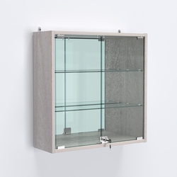 Витрина настенная №201-2А с зеркалом, Ясень Анкор светлый