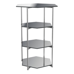 Торговый стенд ЗВЕЗДА с тремя шестигранными зеркальными полками №4, Антрацит