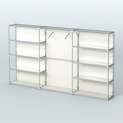 Торговая система ХРОМ (задняя стенка - ДСП) 3600 мм с зеркальными полками и поручнями №9, Белый