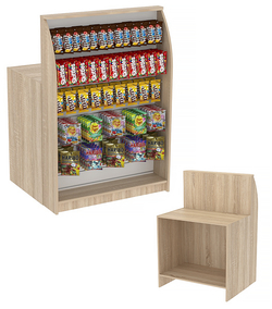 Высокий торговый кассовый прилавок под вывеску товаров импульсных покупок Импульс №2-2-900, Дуб сонома