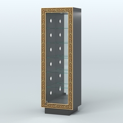 Низкая пристенная витрина с декором НБА-503С, Черный