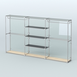 Торговая система ХРОМ (задняя стенка - стекло) 3600 мм с тонированными полками и поручнями №2, Дуб Сонома