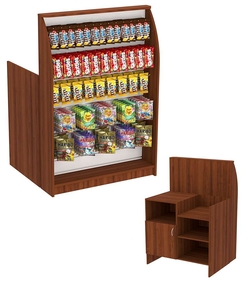Торговый кассовый прилавок импульсных покупок высокий с широкой экономпанелью Импульс №2-4-900, Орех
