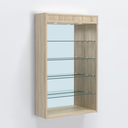 Витрина настенная №202-4Г высокая зеркальная с подсветкой, Дуб Сонома