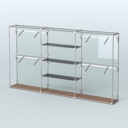 Торговая система ХРОМ (задняя стенка - стекло) 3600 мм с тонированными полками и поручнями №5, Орех