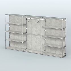 Торговая система ХРОМ (задняя стенка - ДСП) 3600 мм с полками ДСП и поручнями №9, Метрополитан Грей