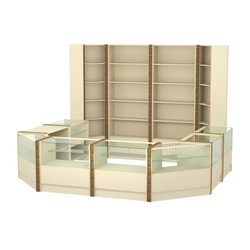 Торговый островок с выкатным прилавком и молдингами №4 (5,38 кв.м), Крем Вайс