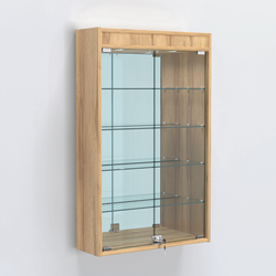 Витрина настенная №202-4А зеркальная с четырьмя полками и подсветкой, Дуб Золотистый