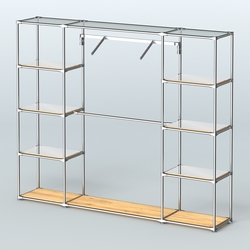 Торговая система ХРОМ без ДСП 2430 мм с зеркальными полками и поручнями №11, Дуб Золотистый