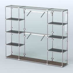 Торговая система ХРОМ (задняя стенка - стекло) 2430 мм с тонированными полками и поручнями №7, Дуб Венге