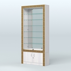 Витрина пристенная с декором №ВБА-32, Ясень Анкор светлый