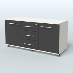 Тумба сервисная с 3 ящиками с замком и 2 фасадами Индиго Вуд, цвет дуб темный + белый, Белый и Черный