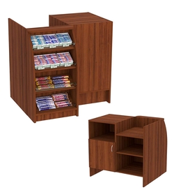 Торговый кассовый прилавок импульсных покупок двухсекционный из ДСП Импульс №1-3-450, Орех