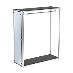 Хромированный обзорный стенд-вешало, торец-зеркало ZTD-11 №1-3 с полками ДСП 16 мм, Антрацит