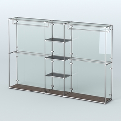 Торговая система ХРОМ (задняя стенка - стекло) 3030 мм с тонированными полками и поручнями №4, Дуб Венге