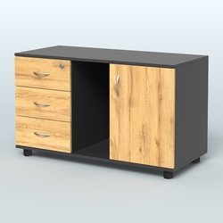 Тумба сервисная левая (на опорах) Камелот, Черный и Дуб Золотистый U1148