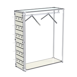 Хромированный стенд-вешало ETD-12 №1-1 (торец-ЭП) с полкой стекло 6мм (прозрачное), Белый