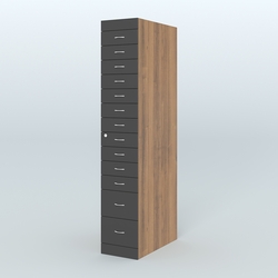 Рецептурный шкаф для аптек METACASE №1 глубиной 800 мм (13 ящиков), Орех + Черный