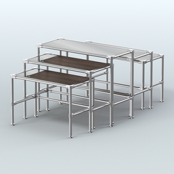 Комплект столов №2-5 с полками зеркало 4мм, Орех