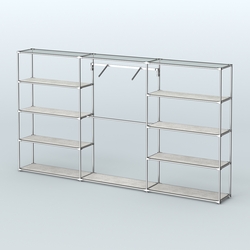 Торговая система ХРОМ без ДСП 3600 мм с полками ДСП и поручнями №9, Метрополитан Грей