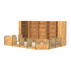 Торговый островок из стекла и ДСП с молдингами №6 (5,38 кв.м), Дуб Золотистый