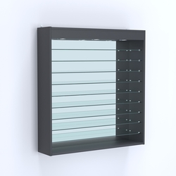 Витрина настенная №204-8Г зеркальная без дверей с фризом и девятью полками, Антрацит