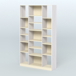 Стеллаж из ДСП серии ЛОФТ №12-2 с полками ДСП, Ясень Анкор светлый и Крем Вайс