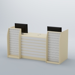 Ресепшен Атлант с накладными планками и экономпанелями №8, Крем Вайс + Белый