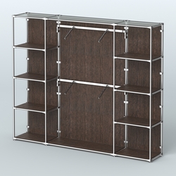 Торговая система ХРОМ (задняя стенка - ДСП) 2430 мм с полками ДСП и поручнями №7, Дуб Венге