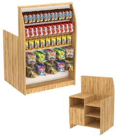 Торговый кассовый прилавок импульсных покупок высокий с широкой экономпанелью Импульс №2-4-900, Дуб Золотистый