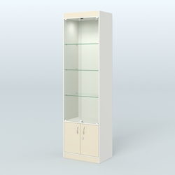 Витрина из ДСП с дверками для аптеки №2-400-1, Белый + Крем Вайс