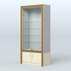 Витрина прямоугольная с декором №ВБА-501, Серый + Крем Вайс