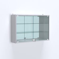 Витрина настенная №203-2А широкая с зеркалом, Серый