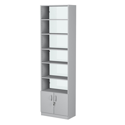 Стеллаж из ДСП с 5-ю полками 300x600 мм серии LEVEL-5 №5-1 (З/C - СТЕКЛО), Серый