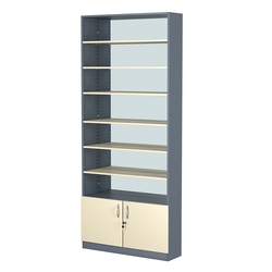Стеллаж из ДСП с 6-ю полками 250x900 мм серии LEVEL-6 №11-2 (З/C - ЗЕРКАЛО), Темно-серый + Крем Вайс