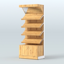 Стеллаж для хлеба и выпечки с четырьмя наклонными полками, накопителем и фризом Феникс №13ФН, Дуб Золотистый