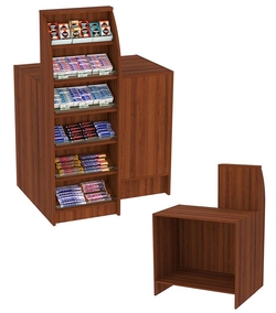 Торговый кассовый прилавок с высоким модулем для импульсных покупок Импульс №2-1-450, Орех