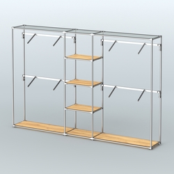 Торговая система ХРОМ без ДСП 3030 мм с полками ДСП и поручнями №8, Дуб Золотистый