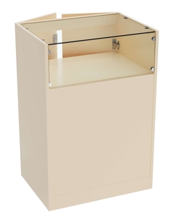 Прилавок из ДСП серии Тандем №2-600 малый со стеклянной крышкой и дверками, Крем Вайс