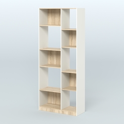 Стеллаж из ДСП серии ЛОФТ №9-1, Белый + Дуб Сонома