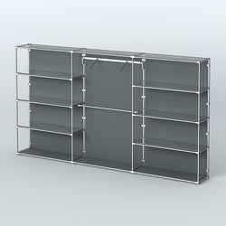 Торговая система ХРОМ (задняя стенка - ДСП) 3600 мм с зеркальными полками и поручнями №9, Темно-Серый