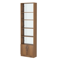 Стеллаж из ДСП с 4-мя полками 250x600 мм серии LEVEL-4 №4-1 (З/C - СТЕКЛО), Орех