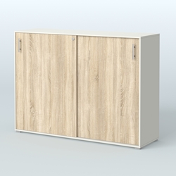 Тумба с раздвижными фасадами Тиана, Белый + Дуб Сонома