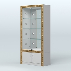 Витрина выставочная с декором №ВБА-3С, Серый