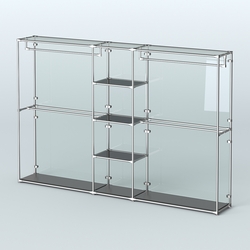 Торговая система ХРОМ (задняя стенка - стекло) 3030 мм с тонированными полками и поручнями №4, Черный