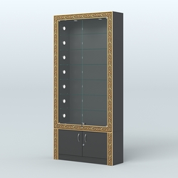 Витрина с декором и стеклянными дверками №ВБА-31С, Черный